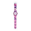 Pink quartz watch with textile strap, butterfly, flower