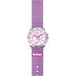Purple metal and textile wristwatch for girls
