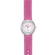Pink wristwatch with quartz drive and crystals