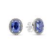 Ladies stud earrings in 925 silver, blue crystal