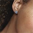 Ladies ear stud blue pansies, 925 sterling silver