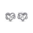 Heart stud earrings infinity, sterling silver, cubic zirconia