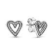 Heart stud earrings for ladies in sterling silver zirconia