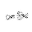 Infinity stud earrings for women made of 925 silver zirconia