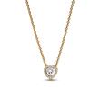 Ladies' necklace with halo heart pendant, zirconia, IP gold