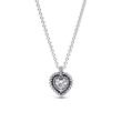 Necklace Sparkling halo heart in 925 silver, zirconia