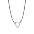 Dames slangenketting met hart sluiting, 925 zilver