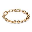 Metal bead and link chain bracelet, ME, gold plated