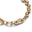 Metal bead and link chain bracelet, ME, gold plated