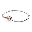 Sterling silver bracelet heart clasp rose
