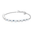 Ladies bracelet with pearls, textile band, 925 silver