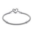 Ladies bracelet with infinity heart clasp, 925s silver