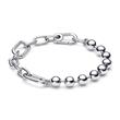 ME metal beads and link chain bracelet, 925 silver