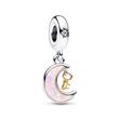 Charm pendant moon and lock in sterling silver