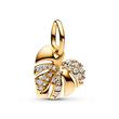 Monstera leaf charm pendant with zirconia, gold-plated