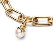 Snake mini charm pendant, faux pearl, gold-plated, ME