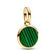 Medallion charm ME, gold, malachite (synth.), engravable