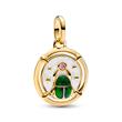 ME locket charm scarab beetle, IP gold, engravable