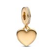 Gold-plated heart charm pendant with cubic zirconia, engravable