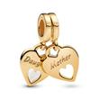 Moments double heart charm pendant, gold-plated, enamel