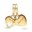 Moments double heart charm pendant, gold-plated, enamel