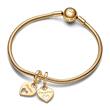 Moments double heart charm pendant, gold-plated, enamel