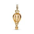 Hot air balloon charm pendant with zirconia, gold-plated