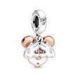 Charm-Anhänger Disney Micky Maus, 925er Silber, bicolor