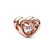 Rose gold plated hart bedel met Zirkonia