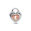 Two-piece charm heart lock, 925 silver, bicolour