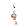 Heart charm pendant in 925 silver, bicolour, cubic zirconia