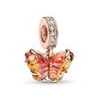 Butterfly charm pendant, Moments, rose gold, glass