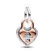 Bicolour charm pendant heart lock with zirconia