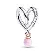 Sterling zilveren hart charm, rosékleurig, opaal