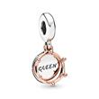 Clip on charm pendant queen and regal crown, engravable