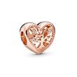 Heart charm pedigree with zirconia, rose