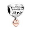 Herz Charm Love You Mom aus 925er Silber, ROSE