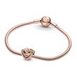 Rose charm intertwined hearts with zirconia