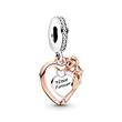 Charm Herz und Rose aus Sterlingsilber mit Zirkonia