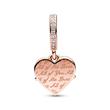 Heart and mum charm pendant, rose gold plated