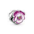 Pansy charm in 925 sterling silver and enamel