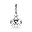 925 sterling silver charm heart with bead, cubic zirconia