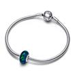 Moments charm in sterling silver with opal, blue-green