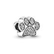 Charm Sparkling Paw In Sterling Silver With Zirconia