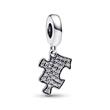 Sterling silver charm pendant puzzle piece with zirconia