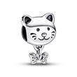 Cat charm in sterling silver with cubic zirconia
