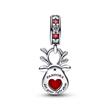 Reindeer charm in sterling silver with red nose