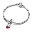 Rentier Charm aus Sterlingsilber mit roter Nase