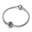 Slide charm in sterling silver with crystal, blue