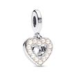 Double charm pendant heart in 925 silver